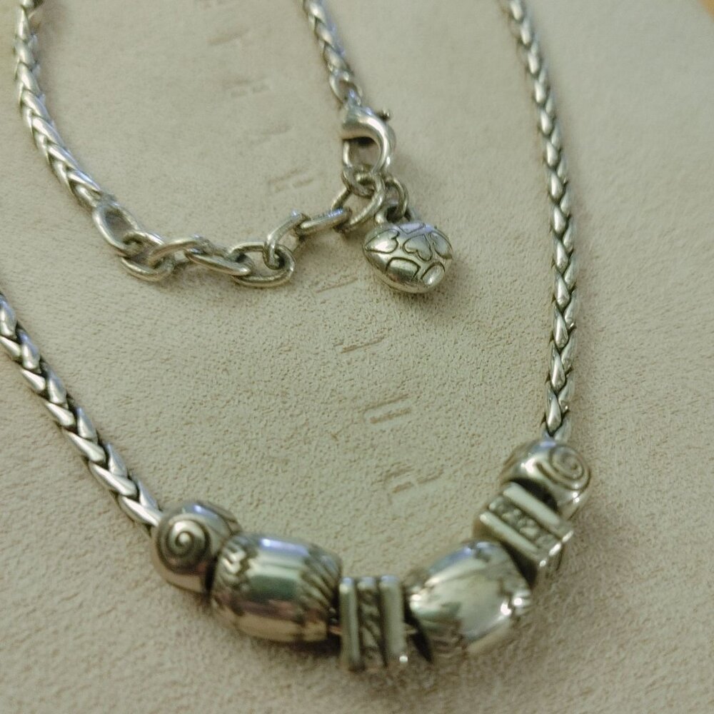 Brighton Silver-Tone Beaded Necklace With Decorative Heart Clasp